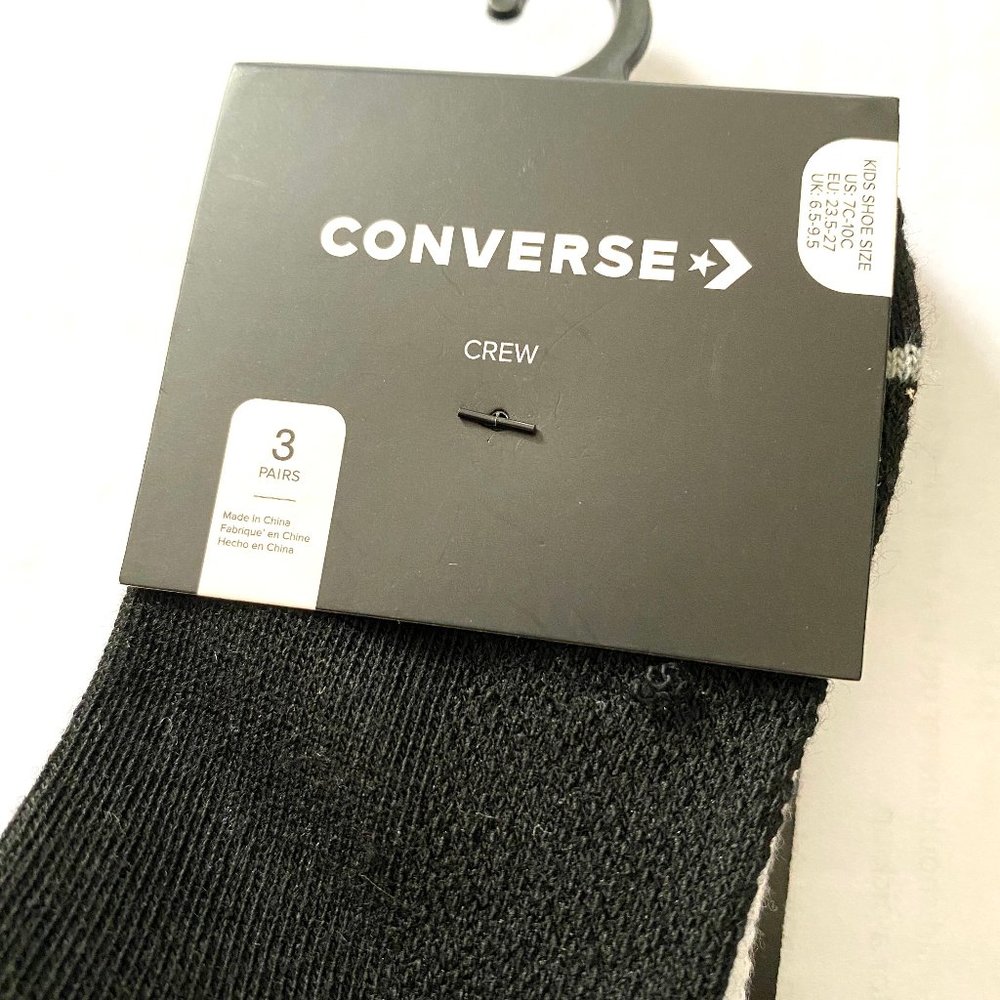 Converse Wordmark Sock 3 Pack White Black Grey Kid 10021149 080 - Picture 4 of 5